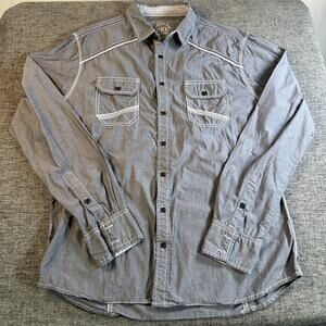 BKE Athletic Fit Mens Long Sleeve Button Up Shirt Large Light Gray